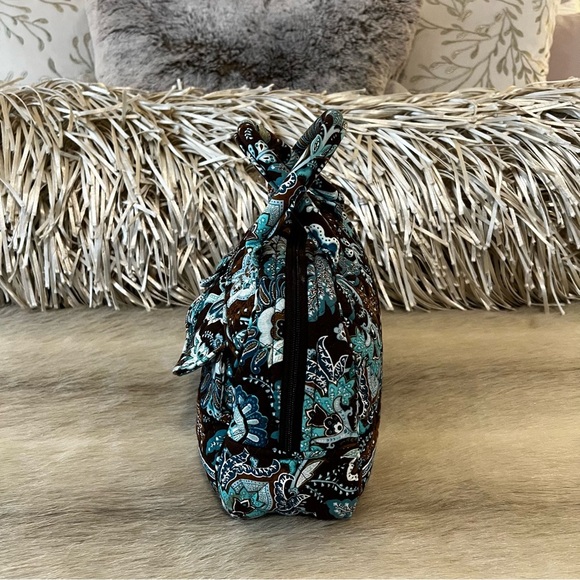 Vintage VERA BRADLEY Java Blue 2006 Small Bowler Bag Brown Floral Y2K Handbag - Picture 7 of 13